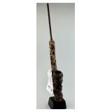 African Carved Wood, Clay & Metal Smoking Pipe.