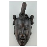 Japanese Carved Rosewood Mask Wall Hanging.