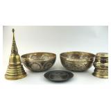 Brass Lot: Stupa, Singing Bowls,