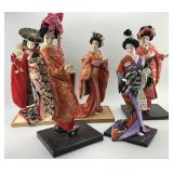 5 Japanese Ningyo Geisha/Oyama Dolls.