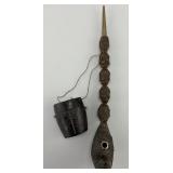 Antique Chinese Cobra-Carved Wood Opium Pipe.