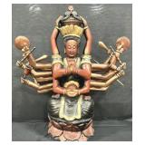 Antique Carved & Painted Wood Bodhisattva Statue.