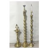 Vintage Indian Brass Diya & 2 Floor Lamps.