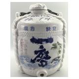 Japanese Meiji Period Glazed Ceramic Sake Cask.