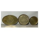 3 Antique/Vintage Moroccan Brass Trays.