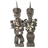 Antique Songye Carved Wood Power Statues.
