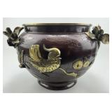 Antique Japanese 2-Tone Bronze Jardiniere.