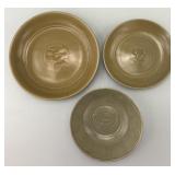 3 Chinese Longquan Style Celadon Bowls.