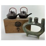 Japanese Choshi Sake Set, Pottery Vase.