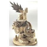 Vintage Japanese Bone Veneer Dragon Sculpture.