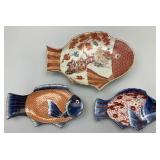 3 Antique Japanese Imari Fish-Form Plates.