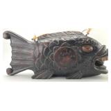 Antique Japanese Wood Fish-Form Monastery Drum.
