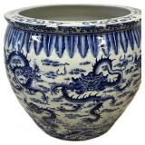 Chinese Blue & White Porcelain Jardiniere.
