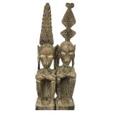Dogon Primordial Couple Carved Wood Spirit Statues