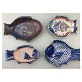 4 Antique Japanese Imari Porcelain Fish Plates.