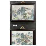 Pair of Chinese Painted Porcelain Tile Plaques.