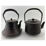 2 Antique Japanese Cast Iron Tetsubin Kettles.