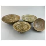 4 Various Antique Chinese Celadon Glazed Bowls.