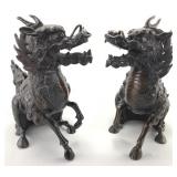 Pair of Japanese Bronze Qilin/Xiezhi Statues.