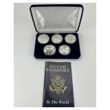 5 1 Troy Oz Fine Silver Passport Coin Set.