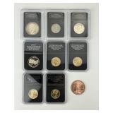 8 Uncirculated Dollar Slabs, 1 Oz Copper Round.
