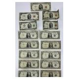 U.S. Currency Red & Green Seal Bank Notes.