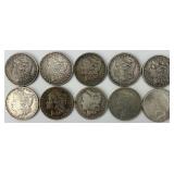 10 90% Silver Morgan & Peace Dollars.