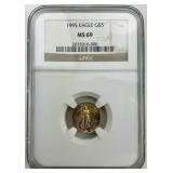 NGC Graded 1/10oz Fine Gold Eagle Slab.