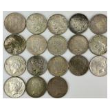 18 90% Silver 1922-1927 Peace Dollars.