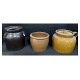 3 Stoneware Jars.