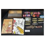 Vintage Pocket Knives, Boy Scout Patches.