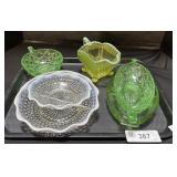 Fenton Hobnail Glass Bowls & Uranium Glass Bowls.