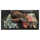 Costume Jewelry, Mini Christmas Trees, Basket.
