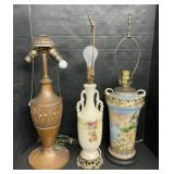 Art Deco Copper Lamp, Porcelain Lamps.