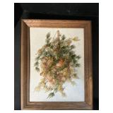 Signed & Framed Hanging Basket Pin Art.