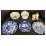 Milk Glass, Transferware Plates, Bowls.