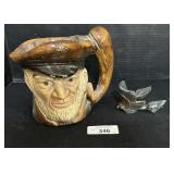 Moby Dick Captain Large Pitcher, Metal Saddle.