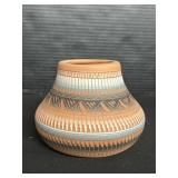 Navajo Indian Hand-Etched & Painted Pottery Vase.