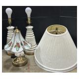 2 Ceramic Base Table Lamps, Floral Touch Lamp.