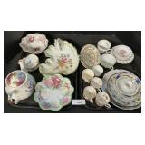 Porcelain Teacups & Saucers, Teapot, Platters.