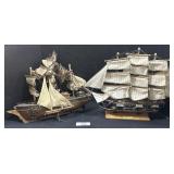 2 Wooden Model Ships.
