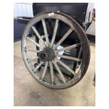 Primitive Wooden Wagon Wheel.