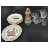 Hurricane Lamps, Church & Anniversary Plates.