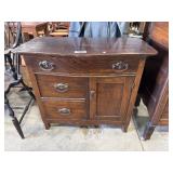 Antique Oak Serpent Front Washstand.