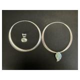 2 Sterling Silver Necklaces W 95% Silver Pendants.