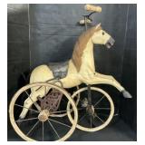 Victorian Style Hand Carved Riding Horse Tricycle.