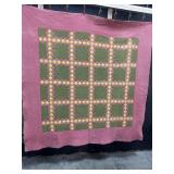 Green & Pink "Irish Chain" Pennsylvania Quilt.