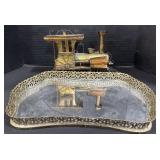 Vanity Tray, Metal Train Table Decoration.