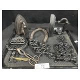 Antique Sad Irons, Cast Iron Trivets, Trimmers.