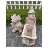 Concrete Crocodile & Gnome Planter.